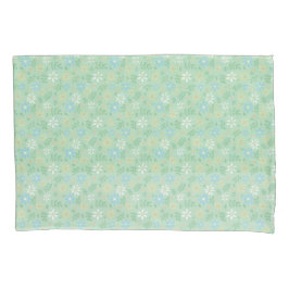 Weich grüne Blüte mit weißblauen gelben Blumen Kissenbezug