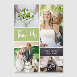 Weich grüne HochzeitfotoCollage Magnetkarte