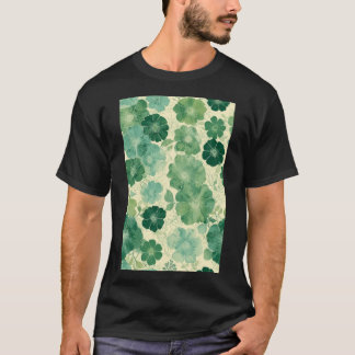 Weich grünes Blumenmuster: Vintages botanisches Mu T-Shirt