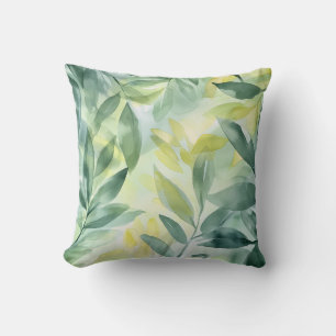 Weich grünes Leaf Wasserfarbenkissen Kissen