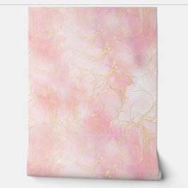 Weich hellrosa Marmor und Goldkörner Tapete
