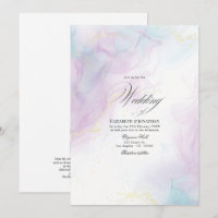 Weich Pastel Blau und Gold Alkohol Tinte Hochzeit