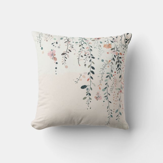 Weich Pastel Floral Hangweine Kissen (Vorderseite)