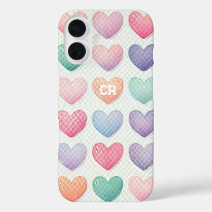Weich Pastel Personalisiertes Herz iPhone 16 Hülle