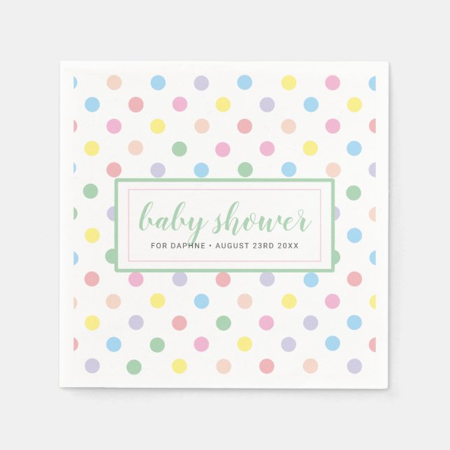Weich Pastel Polka Dots Babyduschpapier Serviette (Vorderseite)