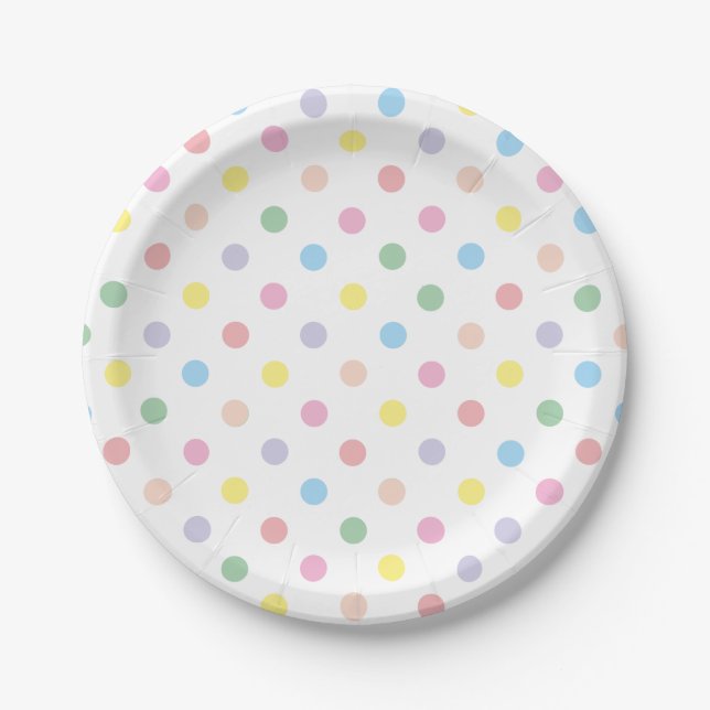 Weich Pastel Polka Dots Celebration Pappteller (Vorderseite)