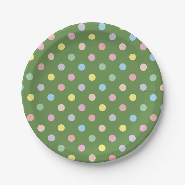 Weich Pastel Polka Dots Green Pappteller (Vorderseite)
