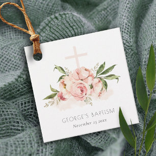 Weich Pastel Rose Blumenkreuz Taufe Geschenkanhänger