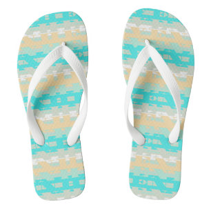 Weich Pastel Türkis Beige Modernes Himmelsmuster Flip Flops