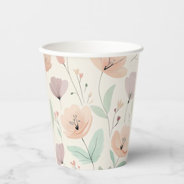 Weich Pastell Floral Paper Cup Pappbecher (Vorderseite)