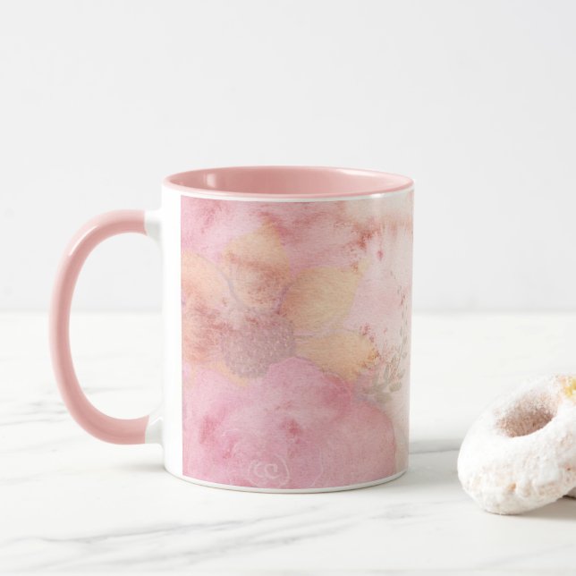 Weich Pastell Pink Grün Krawatte-Farbmuster Tasse (Mit Donut)