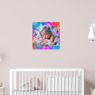 Weich Pastell Watercolor Baby Schlafen Foto Poster