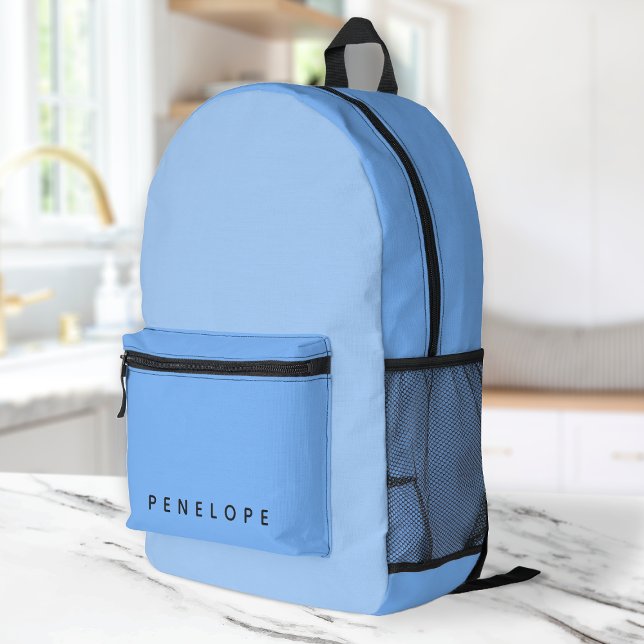 Weich pastellblauer Farbblock Moderner Mit Monogra Bedruckter Rucksack (Von Creator hochgeladen)