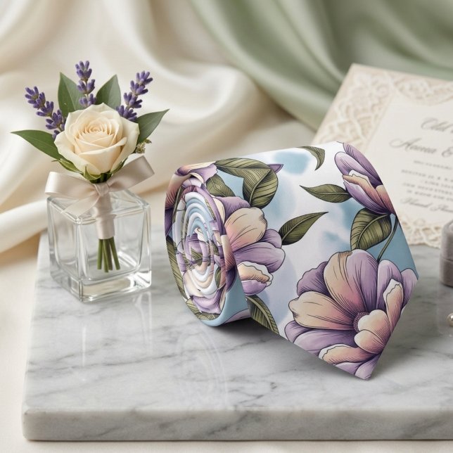 Weich pastellfarbene Blumenmuster Krawatte (Von Creator hochgeladen)