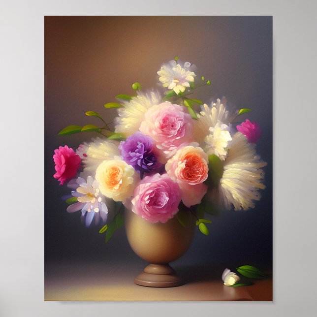 Weich pastellfarbener Blumenstrauß Poster (Vorne)
