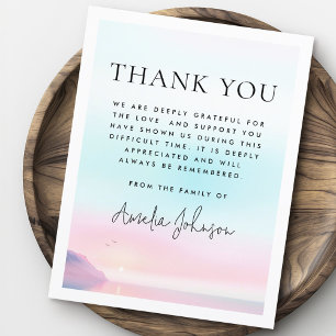 Weich pastellfarbener Sonnenaufgang mit Vogelbeerd Dankeskarte