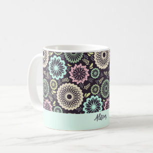 Weich pastellrosa aquamarine Blume Vintag Kaffeetasse
