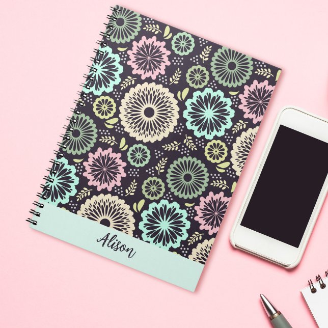 Weich pastellrosa aquamarine Blume Vintag Notizblock (Von Creator hochgeladen)