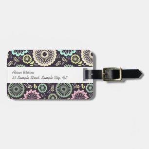 Weich pastellrosa und aquamarine Blume Vintag Bota Gepäckanhänger