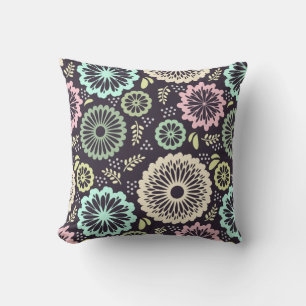 Weich pastellrosa und aquamarine Blume Vintag Bota Kissen