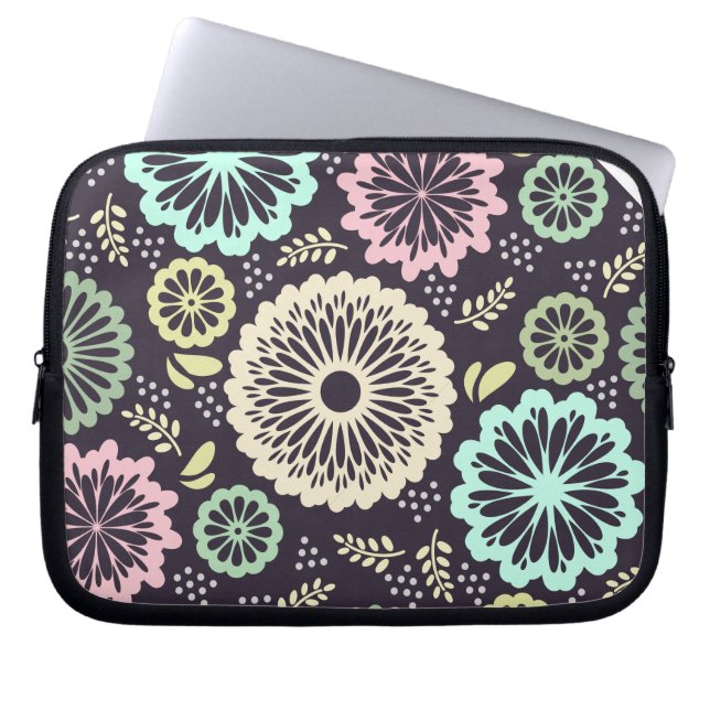 Weich pastellrosa und aquamarine Blume Vintag Bota Laptopschutzhülle (Vorderseite)