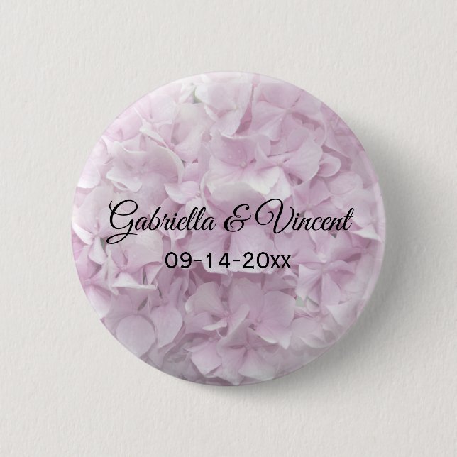 Weich-Pink-Hydrangea-Blumenzehen Button (Vorderseite)