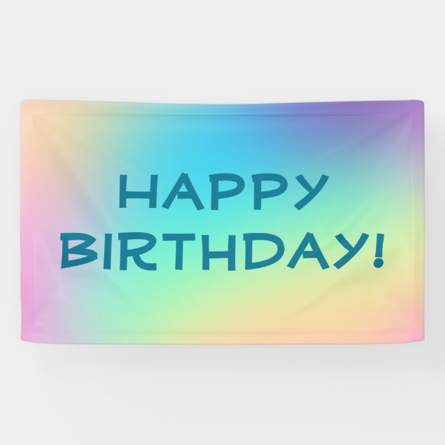 Weich Prismatischer Pastel Gradient "Happy Birthda Banner (Horizontal)