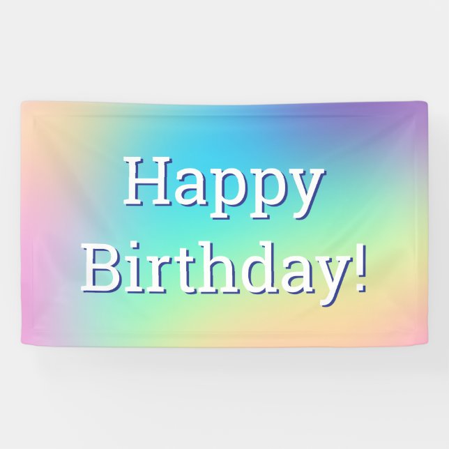 Weich Prismatischer Pastel Gradient "Happy Birthda Banner (Horizontal)