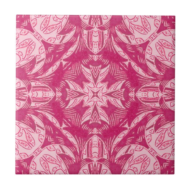 Weich rosa Abstraktes Mandala-Muster Fliese (Vorderseite)
