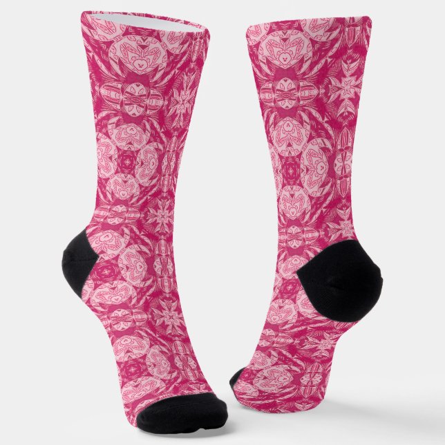 Weich rosa Abstraktes Mandala-Muster Socken (Gewinkelt)