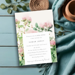 Weich rosa Aquarell Blumengarten Brautparty Einladung