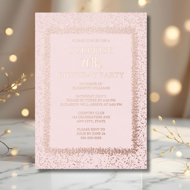 Weich rosa Bläschen 70. Custom Überraschung Geburt Folieneinladung (Von Creator hochgeladen)