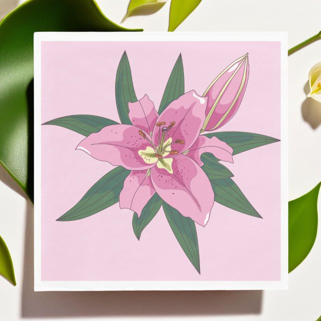 Weich rosa blühende Lilie Serviette (Soft Pink Blooming Lily Napkins)