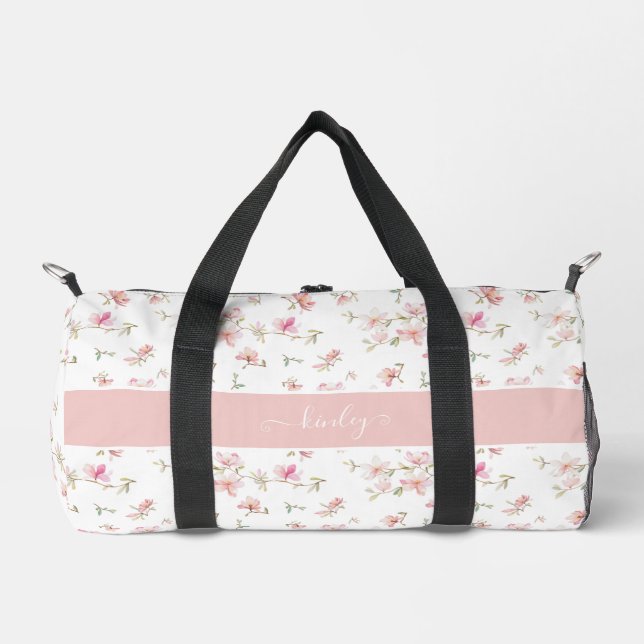 Weich rosa Blume Duffle Bag (Vorderseite)