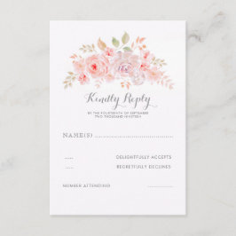Weich rosa Blume Elegant Modernes Hochzeitsszenari RSVP Karte