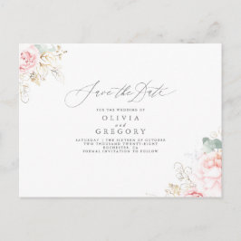 Weich rosa Blume Elegant Save the Date Ankündigungspostkarte