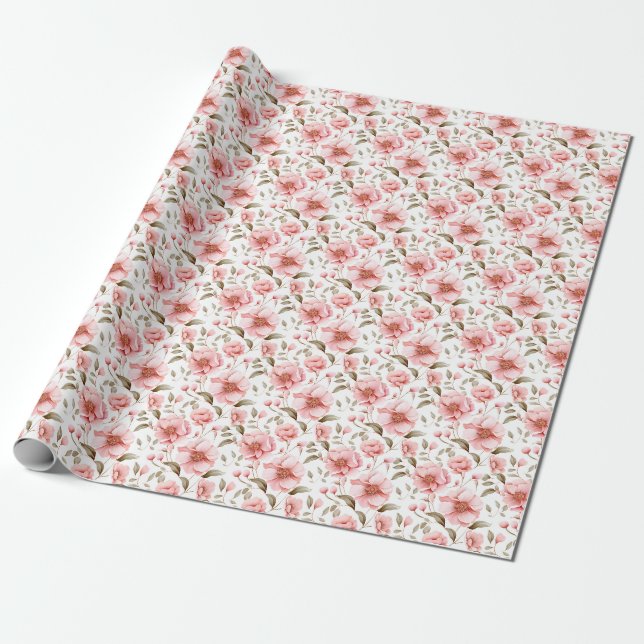Weich rosa Blume Geschenkpapier (Ungerollt)