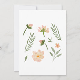 Weich rosa Blume & Grünelemente Einladung