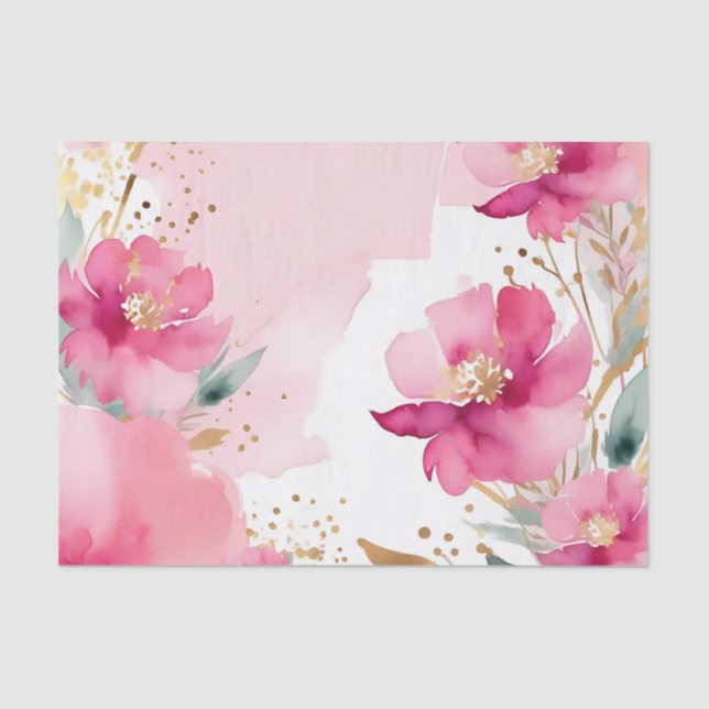 Weich rosa Blume mit Gold Seidenpapier (Vorderseite)