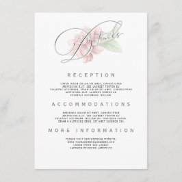 Weich rosa Blume Typografie Hochzeitsinformationen Begleitkarte