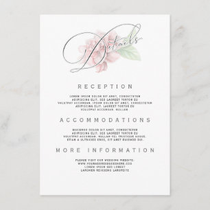 Weich rosa Blume Typografie Hochzeitsinformationen Begleitkarte