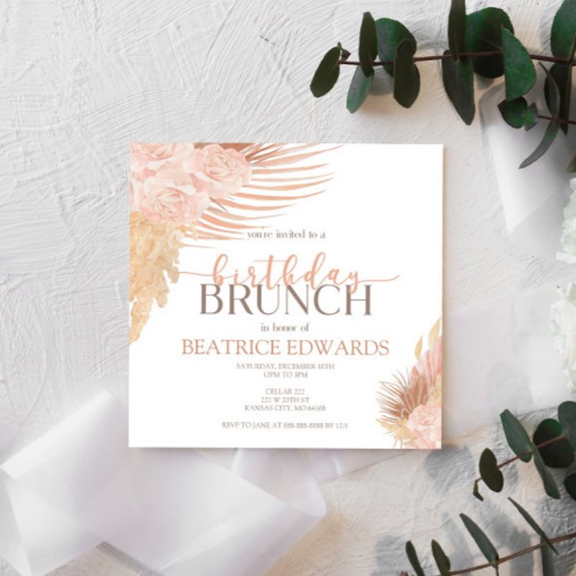 Weich rosa Blumengebäck Brunch Party Einladung (Von Creator hochgeladen)