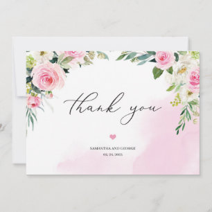 Weich rosa Blumengrün eukalyptus romantischer Boho Dankeskarte