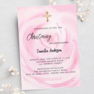 Weich rosa Blumenmädchen Christine Einladungspostkarte