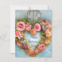 Weich rosa Blumenvalentin Feiertagskarte
