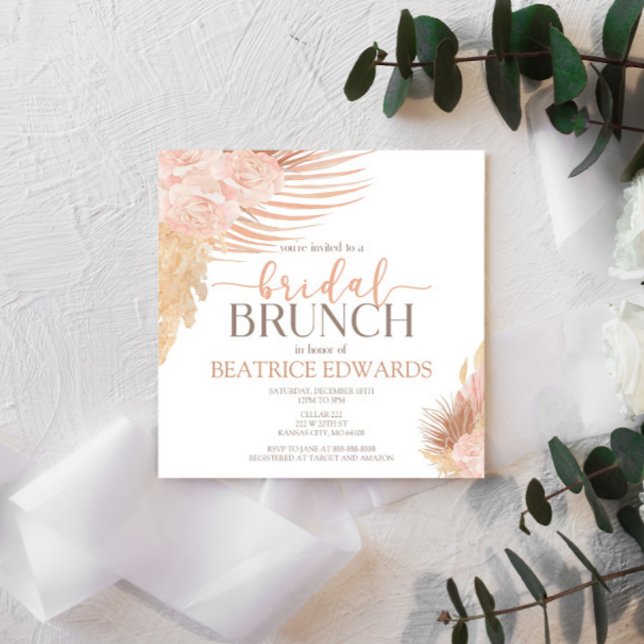 Weich rosa Brautparty Brunch Einladung (Von Creator hochgeladen)