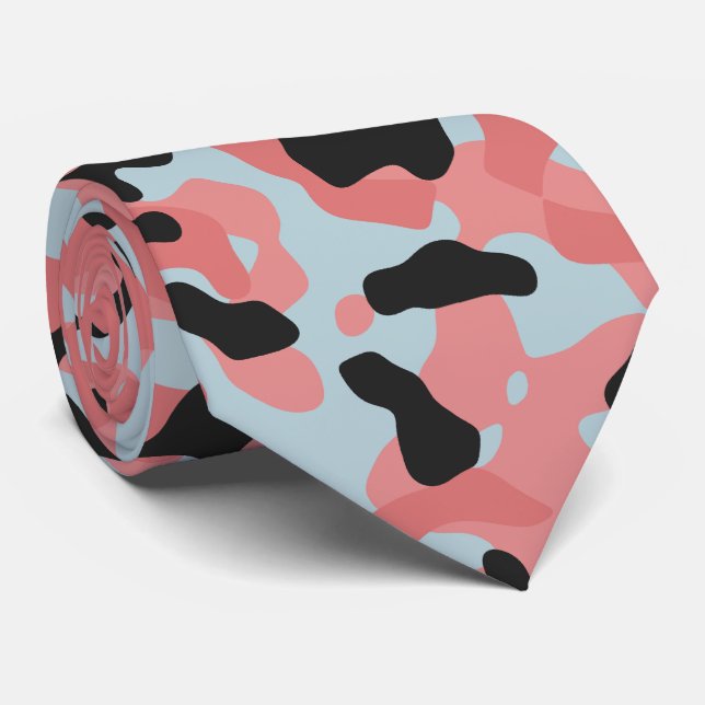 Weich rosa Camouflage in dunkelgrau und blassblau Krawatte (Gerollt)