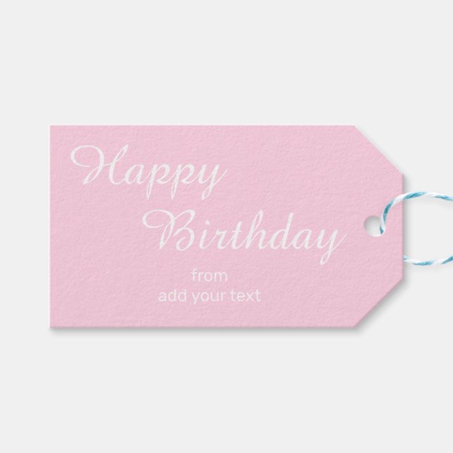 Weich rosa Geburtstagsgeschenktafeln Geschenkanhänger (Vorderseite (Horizontal))