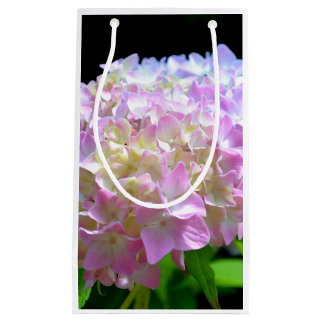 Weich-rosa-gelbe lila Hydrangeas-Blume Kleine Geschenktüte (Vorderseite)