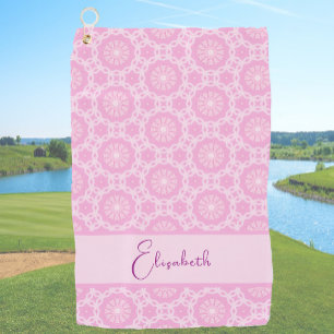 Weich rosa geometrische individuelle Name Frauen Golfhandtuch